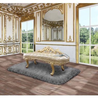 Cabriole Bench In Light Gold Pu And Gold