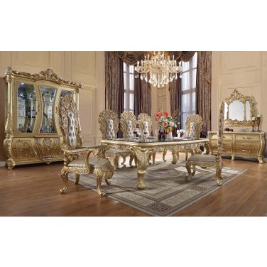 Cabriole Rectangle Dining Table In Gold