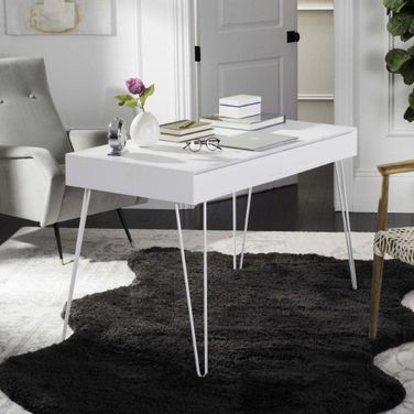 Cade White Two Drawer Home Office Set