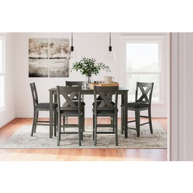 Caitbrook Gray Rectangular Dining Room Counter Set