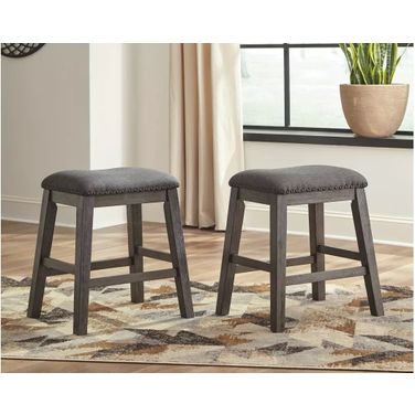 Caitbrook Gray Upholstered Stool Set of 2