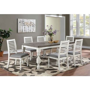 Calabria Antique White And Gray Dining Room Set