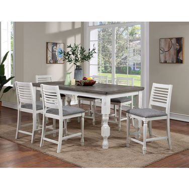 Calabria Counter Height Table In Antique White and Gray