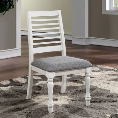 Calabria Side Chair Set of 2 In Antique White and Gray