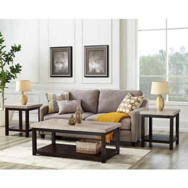 Caleb Espresso Occasional Table Set with Marble Top