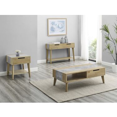 Calgary Sintered Stone Inlay Occasional 3-Piece Set In Brown