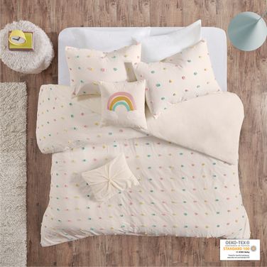Callie Cotton Jacquard 4 Piece Twin Duvet Cover Set In Multi