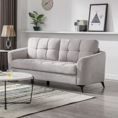 Callie Light Gray Velvet Fabric Sofa