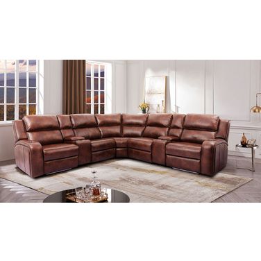 Callie Power Sectional In Brown