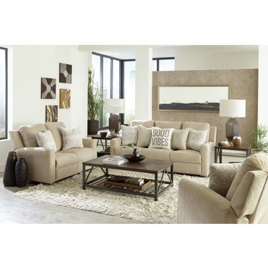Calvin Power Reclining Living Room Set In Putty