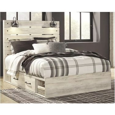 Cambeck Whitewash Queen Panel Bed with One Side Storage