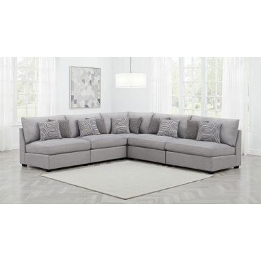 Cambria 5-Piece Upholstered Modular Sectional Sofa In Grey