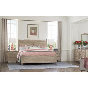 Cambric Panel Bedroom Set In Creme