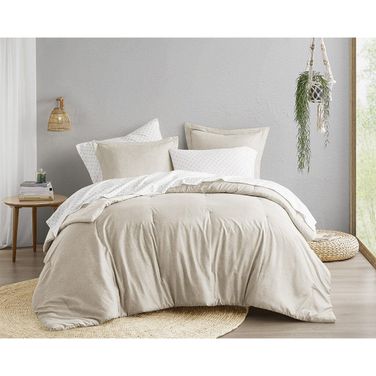 Camden Chambray Print Microfiber Comforter Set with Bed Sheets In Neutral