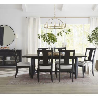 Camden Extendable Trestle Dining Room Set In Domino