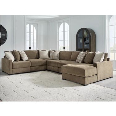 Camellia-Court 6-Piece Sectional with RAF Chaise In Coffee