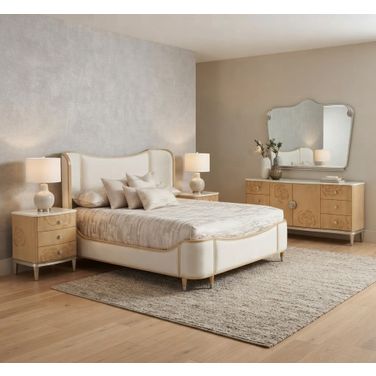 Camellia Field Upholstered Bedroom Set In Caramel