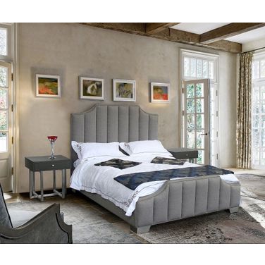 Camelot Grey Queen Upholstered Platform Bed