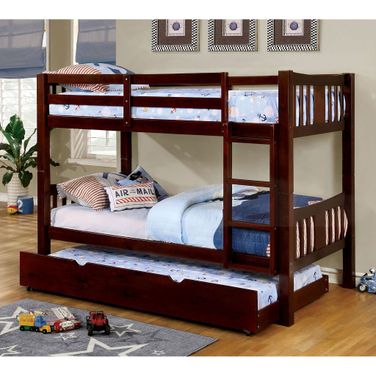 Cameron Twin Over Twin Bunk Bed In Dark Walnut