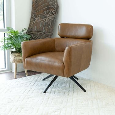 Camila Leather Lounge Chair In Tan