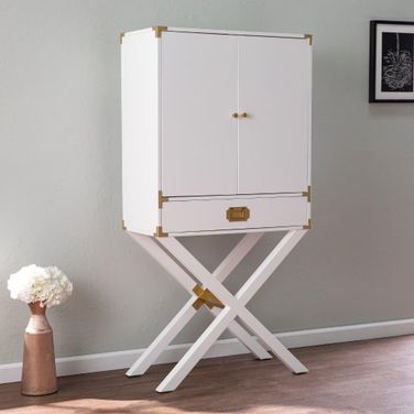 Campaign Tall Bar Cabinet With Storage