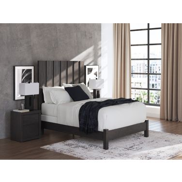 Candanew Panel Bedroom Set In Charcoal