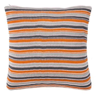 Candy Stripe Knit Pillow in Dark Grey