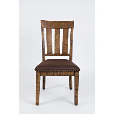 Cannon Valley Distressed Dining Chair with Upholstered Seat Set of 2 In Medium Brown