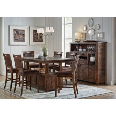 Cannon Valley 72 Inch Dining Room Set In Medium Brown