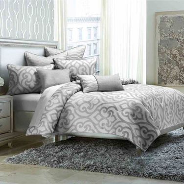 Canterbury 8 Piece King Comforter Set In Silver