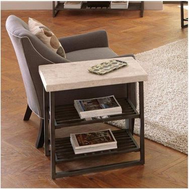 Capri Alabaster Travertine Chairside Table