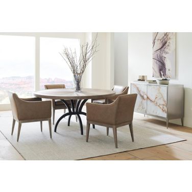 Caracole Classic Ash Driftwood and Chocolate Bronze Rough And Ready 54" Round Dining Room Set