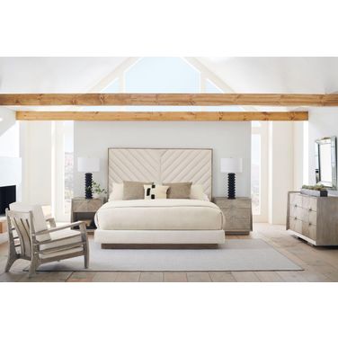 Caracole Classic Ash Driftwood Meet U In The Middle Upholstered Panel Bedroom Set