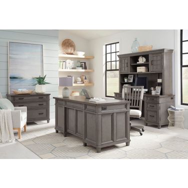 Caraway Aged Slate 66 Inch Executive Home Office Set