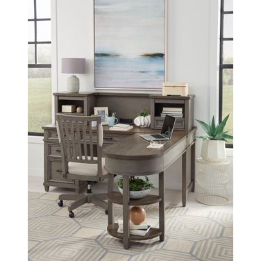 Caraway Aged Slate L Shaped Home Office Set with Hutch
