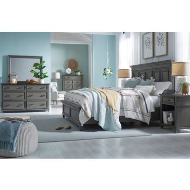 Caraway California King Panel Bed In Grey