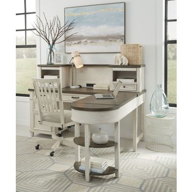 Caraway Pedestal Desk And Return In White