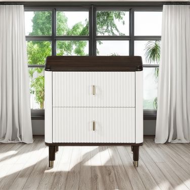 Carena Nightstand With Usb In White and Brown