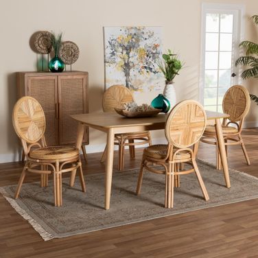 Carita Rattan 5 Piece Dining Set In Natural Brown