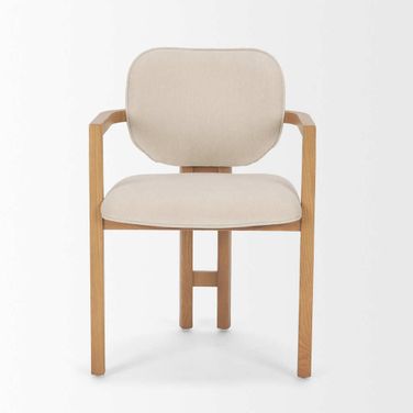 Carlisle Curved Back Dining Armchair with Chenille Tripod Frame In Cream