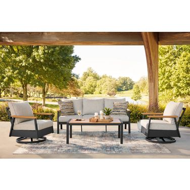 Carlsbad Beach Outdoor Sofa/Chairs/Table Set of 4 In Dark Brown