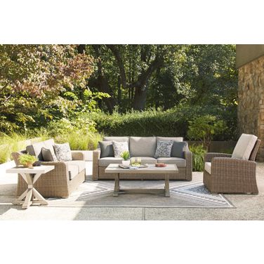 Carmel Bay Outdoor Living Room Set with Cushion In Beige