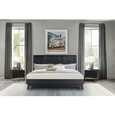 Carnaby King 3-Piece Bedroom Set In Black Brushed Oak Wood