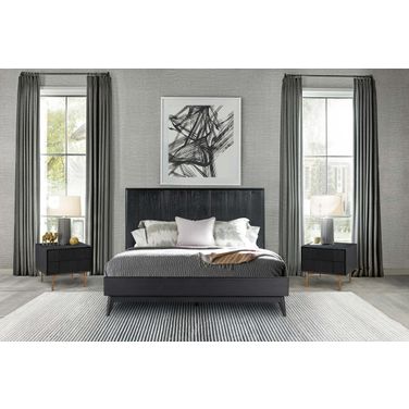 Carnaby Queen 3-Piece Bedroom Set In Black Brushed Oak Wood