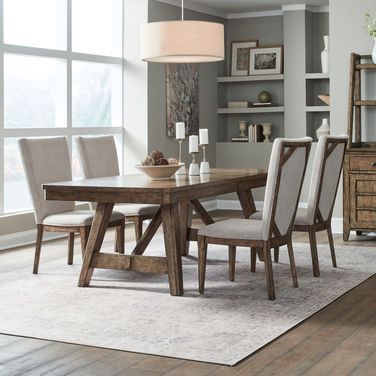 Carolina Park Trestle Dining Room Set In Amber Brown