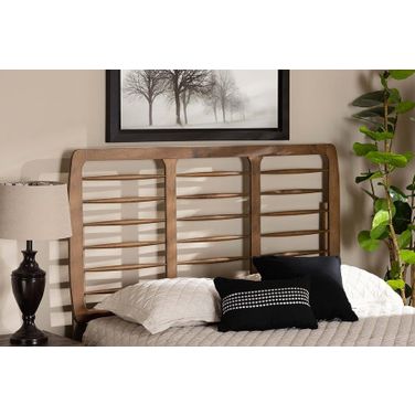 Carolyn Mid-Century Modern Ash Walnut Finished Wood Queen Size Headboard