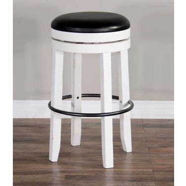 Carriage House Swivel Barstool with Cushion Seat Set of 2 In European Cottage