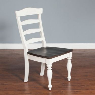 Carriage House Ladderback Chair with Wood Seat Set of 2 In European Cottage