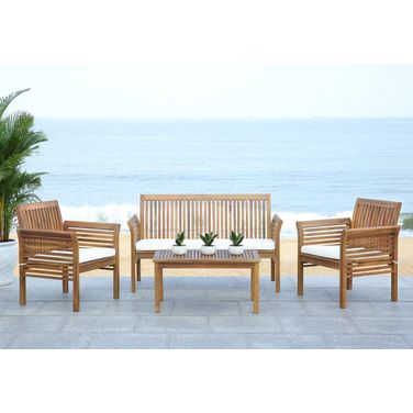 Carson Teak Look and Beige 4-Piece Outdoor Set