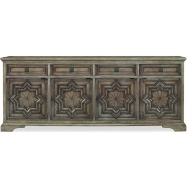 Carved Credenza In Timber Grey